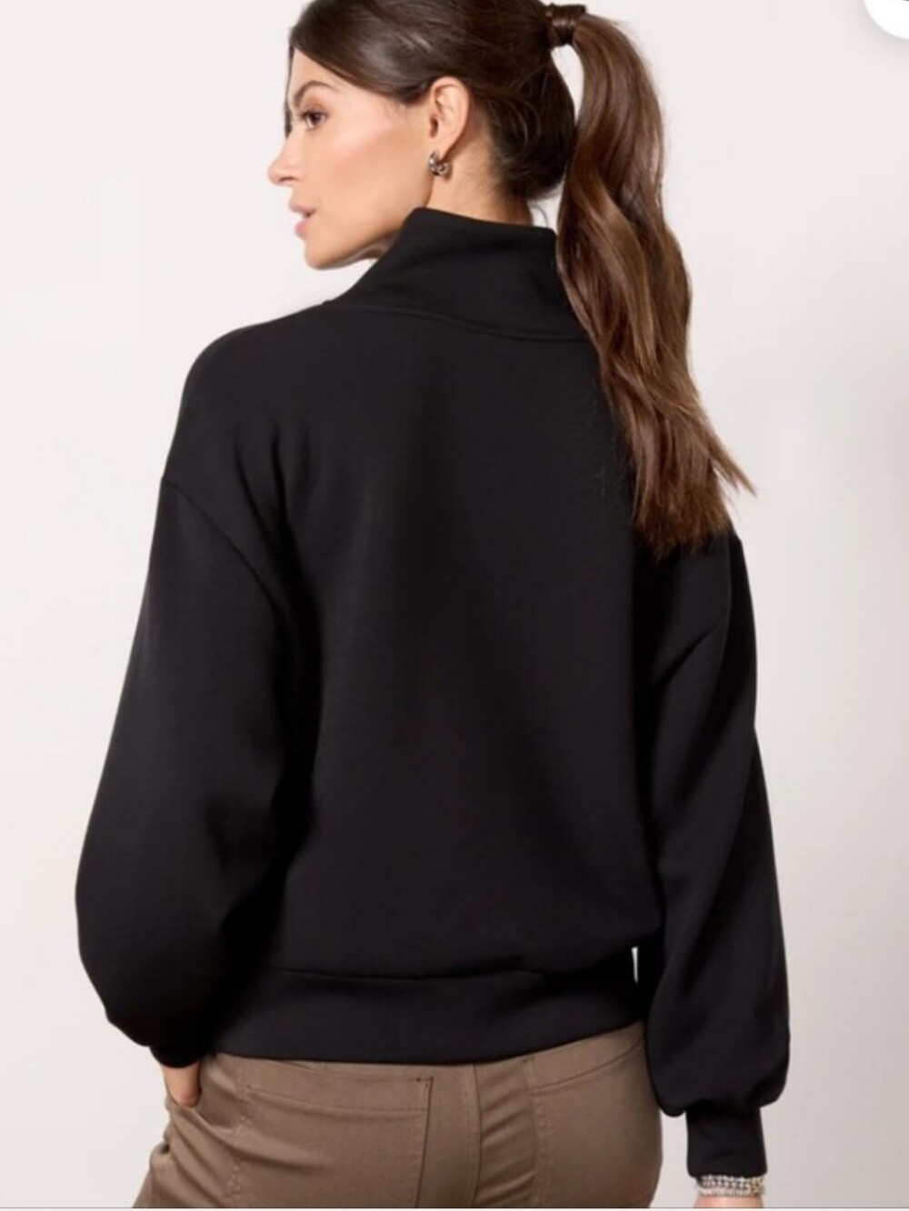 Varley Black Half-Zip Sweater & Wide Leg Pant Lounge Set - Picture 3 of 14